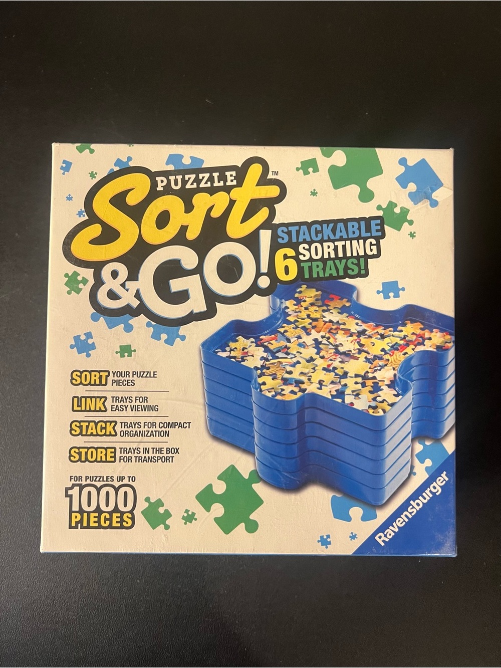 Puzzle Sort & Go 6 Stackable Sorting Trays Up To 1,000 Piece Puzzle Sorting New